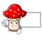 Thumbs up with board amanita mushroom character cartoon