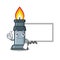 Thumbs up with board bunsen burner isolated with the cartoon