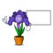 Thumbs up with board iris flower character cartoon