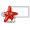 Thumbs up with board red starfish isolated with the character