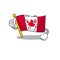 Thumbs up canadian flag fluttering on mascot pole