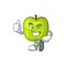 Thumbs up character granny smith green apple with mascot