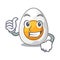 Thumbs up character hard boiled egg ready to eat