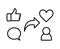 Thumbs up, comment, share, heart and followers icons. Social media icon. Linear web icons.