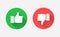 Thumbs up and down flat icon in circle shapes