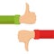 Thumbs Up and Down Hands Signs Vector Illustration