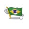 Thumbs up flag brazil isolated with the cartoon