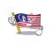 Thumbs up flag malaysia cartoon isolated with character