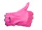 Thumbs up gesture in pink glove