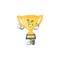 Thumbs up gold trophy for victory achievement award