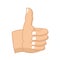 Thumbs up hand sign isolated. like Symbol all right. Success gesture hands