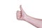 The thumbs up hand sign isolated on white background. Approval concept.