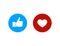 Thumbs up and heart icon.Like and heart buttons. Flat good icon for social media. Vector eps10