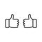 Thumbs up icon. Like line sign. Deal and agree outline symbol.