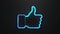 Thumbs up icon shaped neon lamp. Social network communication concept.