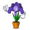 Thumbs up iris flower character cartoon