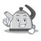 Thumbs up kettle character cartoon style