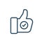 Thumbs up, Like with check mark, Testimonials and feedback editable line icon. Customer Satisfaction and Service Rating linear