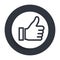 Thumbs up like icon flat vector round button clean black and white design concept isolated illustration