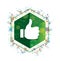 Thumbs up like icon floral plants pattern green hexagon button