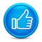 Thumbs up like icon glass shiny blue round button isolated design vector illustration