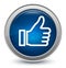 Thumbs up like icon starburst shiny blue round button illustration design concept