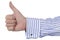 Thumbs Up, mans hand isolated on white background, business concept