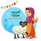 Thumbs Up Muslim Girl With Eid Al-Adha Sheep