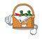 Thumbs up picnic basket character cartoon