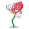 Thumbs up pink anthurium flower isolated on mascot