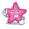 Thumbs up pink starfish in the cartoon shape