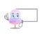 Thumbs up of rainbow cotton candy cartoon design having a board