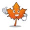 Thumbs up red maple leaf character cartoon