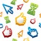 Thumbs Up Sign Computer Cursor and Arrows Pattern Background. Vector