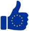 Thumbs up sign with flag of EU