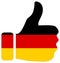 Thumbs up sign with flag of Germany