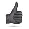 Thumbs-up sign. Hand in black nitrile glove isolated