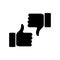 Thumbs up and thumbs down icon. Like and dislike black silhouette sign