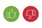 Thumbs up thumbs down red and green isolated vector like social media signs