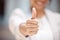 Thumbs up, woman hands and support vote, motivation and trust for thank you, success and winner. Closeup finger feedback