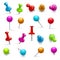 Thumbtack. 3d multicolored push pins for notice paper. Pushpins isolated vector set