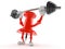 Thumbtack character lifting heavy barbell