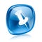 thumbtack icon blue glass, isolated