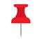 Thumbtack red symbol flat equipment agenda organizer. Vector push pin paper
