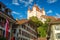 Thun Castle dominating the Thun skyline Switzerland