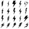 Thunder and Bolt Lighting Flash Icons Set. Flat Style on white Background. Vector
