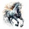 Thunder Horse: A Fantastical Digital Illustration Of A White Horse With Flaming Mane