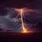 Thunder and lightning storm over the mountains