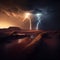 Thunder and lightning storm over the mountains