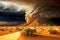 thunder storm rages over desert dune natural disaster , made with generative ai